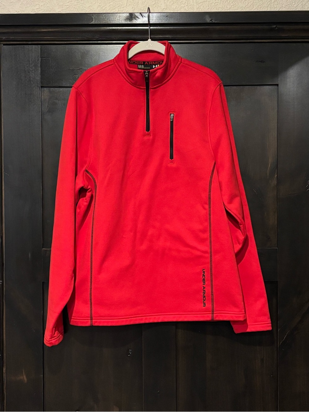 Under Armour Men’s Large Red 1/4 Zip Fleece Lined Pullover Mock Neck Loose Fit